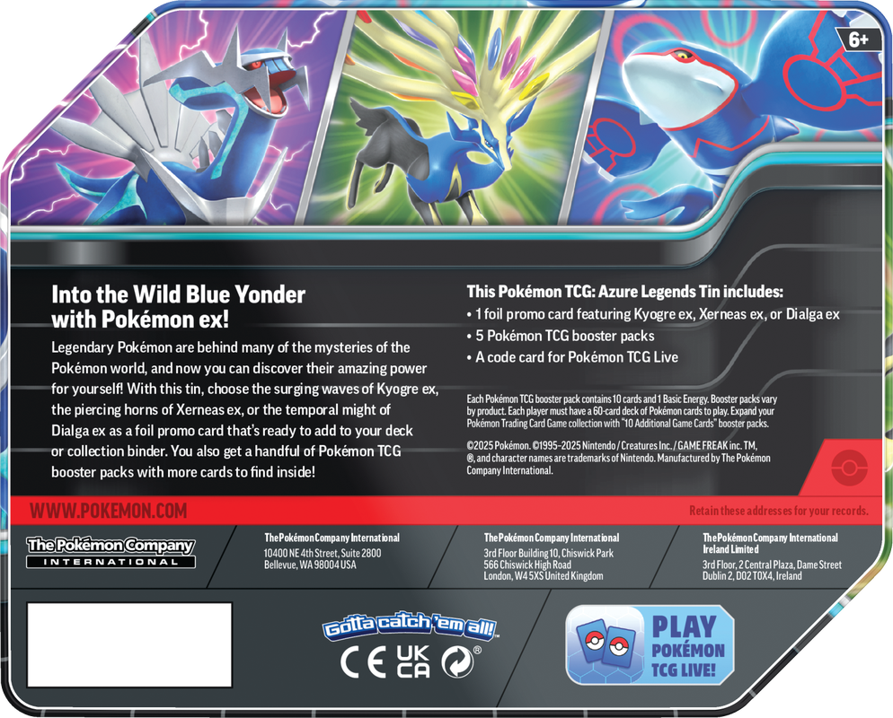 Pokemon TCG: Azure Legends Tin Case | 196214106482