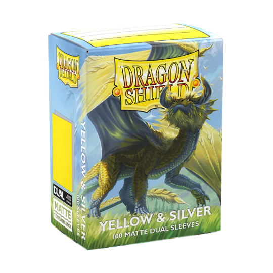 DRAGON SHIELD SLEEVES DUAL MATTE YELLOW AND SILVER 100CT | 5706569150716