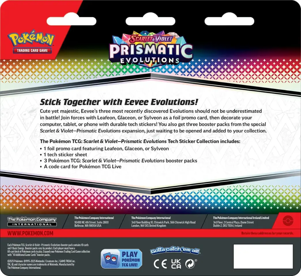 POKEMON SV8.5 PRISMATIC EVOLUTIONS TECH STICKER COLLECTION | 196214112483