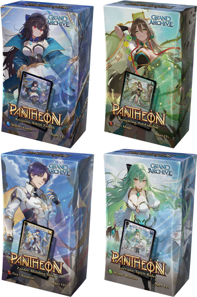 GRAND ARCHIVE TCG RADIANT ORIGINS PANTHEON DECK SET 4CT DISPLAY | 724065403612