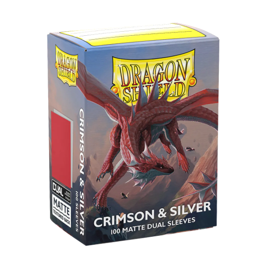 DRAGON SHIELD SLEEVES DUAL MATTE CRIMSON AND SILVER 100CT | 5706569150723