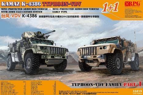 RPG 1/35 Russian Typhoon VDV K-4386 Armoured Vehicle - 30mm 2A42 Autocannon Type & Mine-Protected Early Type (1+1 Super Value Edition) | 6971889310136