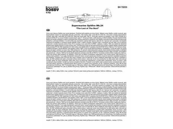 Special Hobby 1/72 Supermarine Spitfire Mk.24 'Last of Best' | 8594071083373