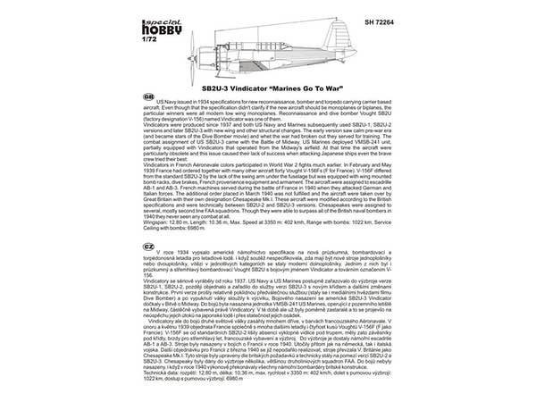 Special Hobby 1/72 SB2U-3 Vindicator 'Marines Go To War' | 8594071083731
