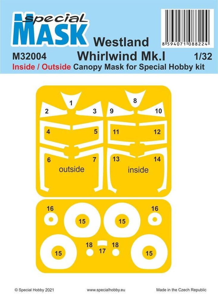 Special Hobby 1/32 Westland Whirlwind Mk.I Inside/Outside MASK | 8594071088224