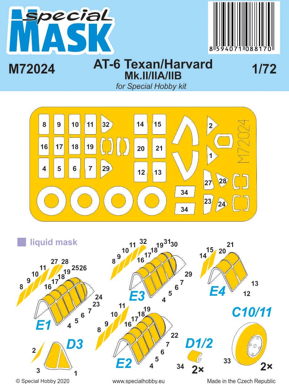 Special Hobby 1/72 AT-6 Texan/Harvard Mk.II/IIA/IIB Mask | 8594071088170