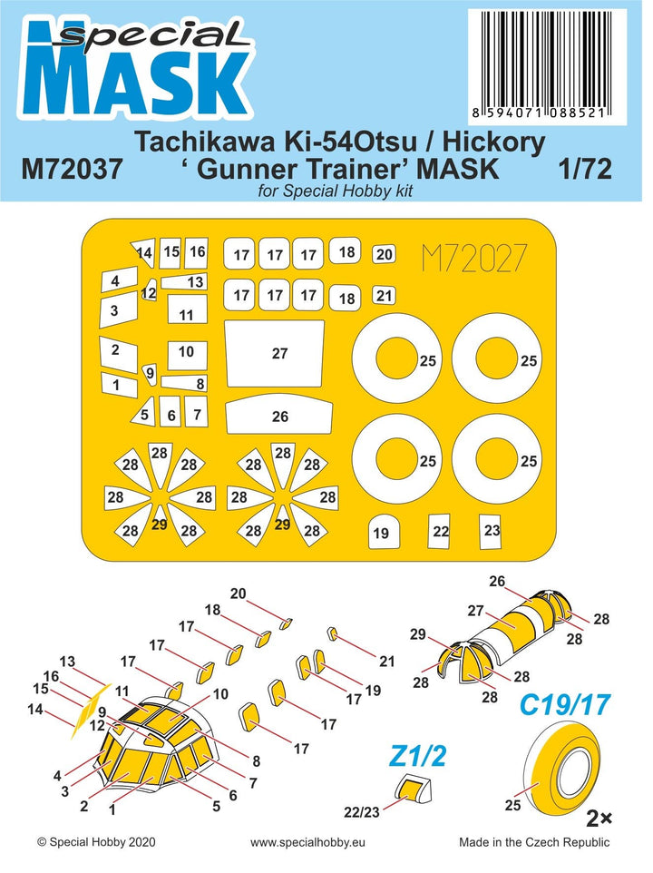 Special Hobby 1/72 Tachikawa Ki-54 Otsu / Hickory Gunner Trainer Mask | 8594071088521