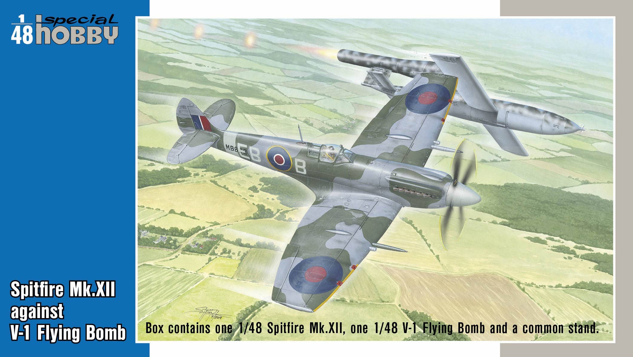 Special Hobby 1/48 Spitfire Mk.Xll against V-1 Flying Bomb | 8594071087333