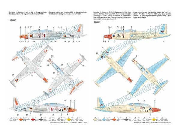 Special Hobby 1/72 Fouga CM.170 Magister French, Belgian and Irish Service | 8594071087531