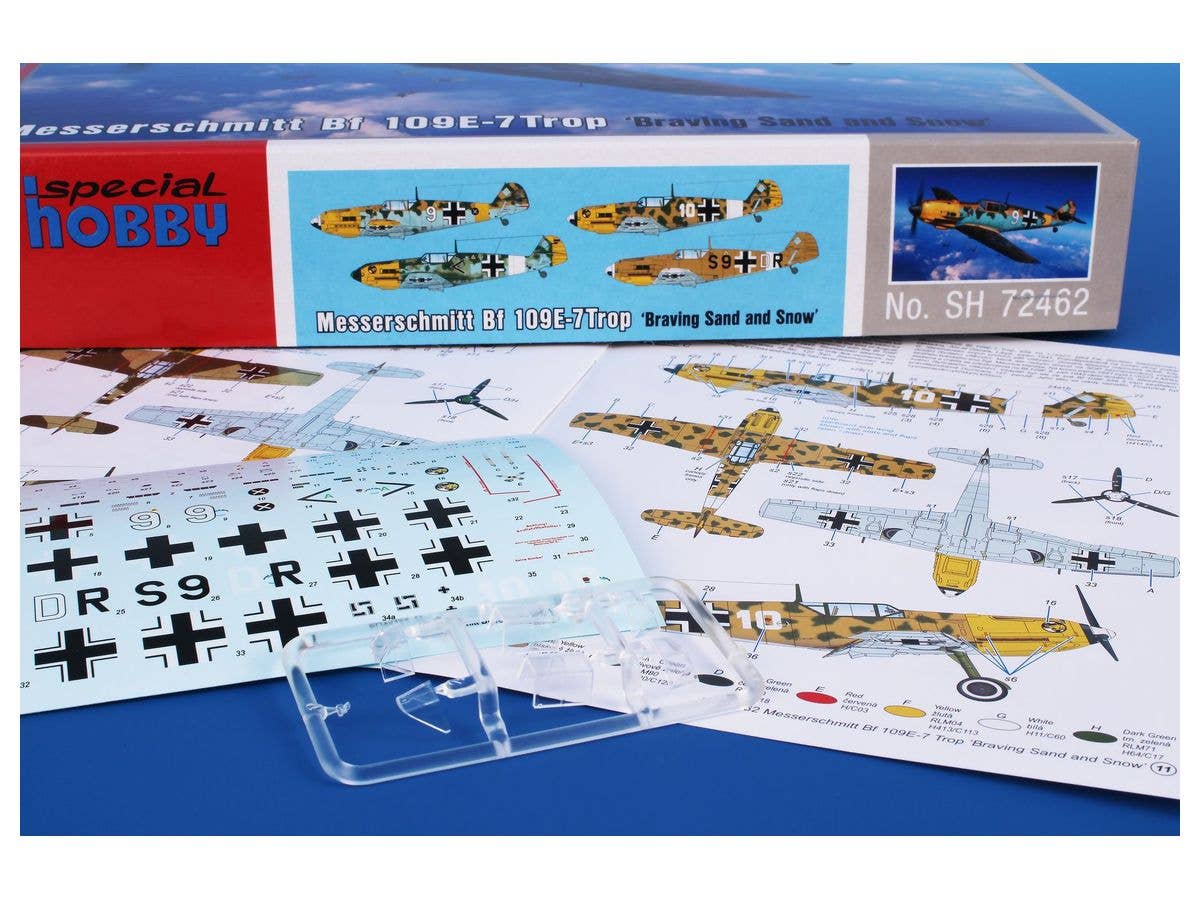 Special Hobby 1/72 Messerschmitt Bf 109E-7Trop ‘Braving Sand and Snow’ | 8594071088514