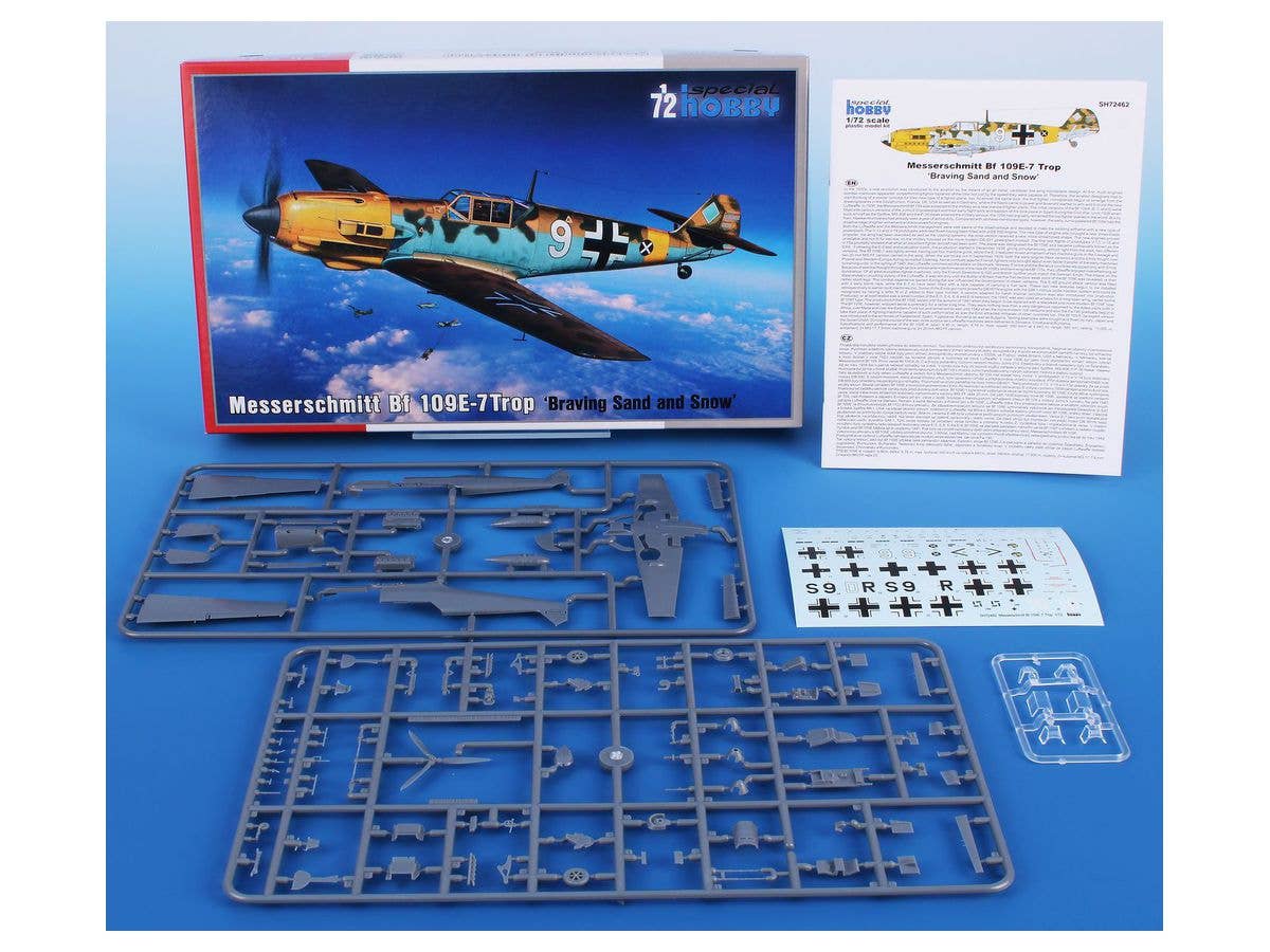 Special Hobby 1/72 Messerschmitt Bf 109E-7Trop ‘Braving Sand and Snow’ | 8594071088514