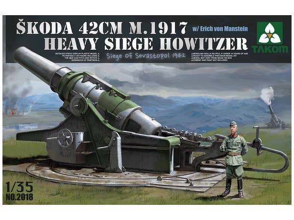 Takom 1/35 Skoda 42cm M.1917 Heavy Siege Howitzer with Erich von Manstein Figure | 4897051420262