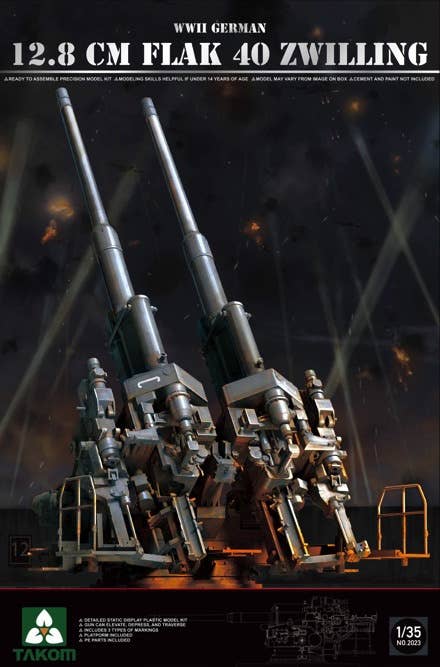 Takom 1/35 WWII German 12.8 cm FlaK 40 Zwilling | 4897051420293