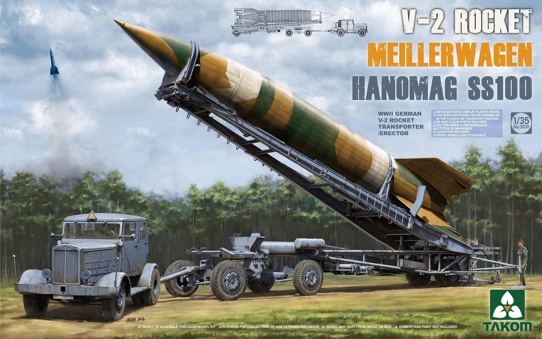 Takom 1/35 WWII German V-2 Rocket Transporter/Erector Meillerwagen+Hanomag SS100 | 4897051420736