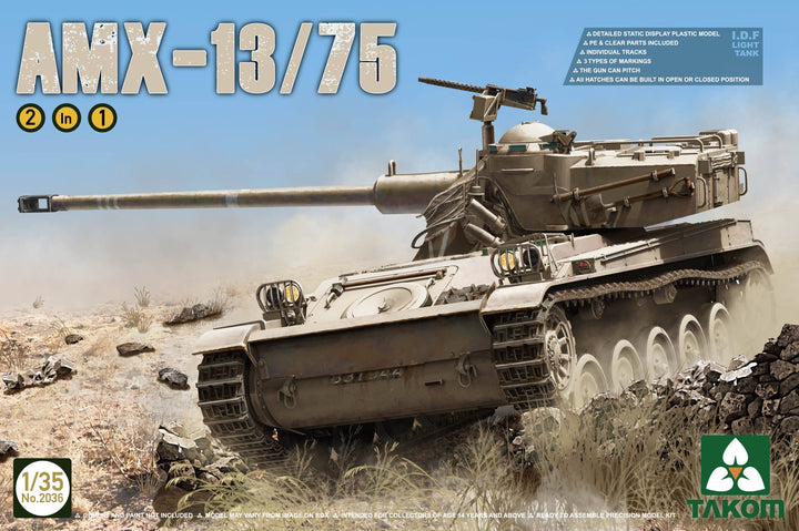 Takom 1/35 I.D.F Light Tank AMX-13/75 2 in 1 | 4897051420439