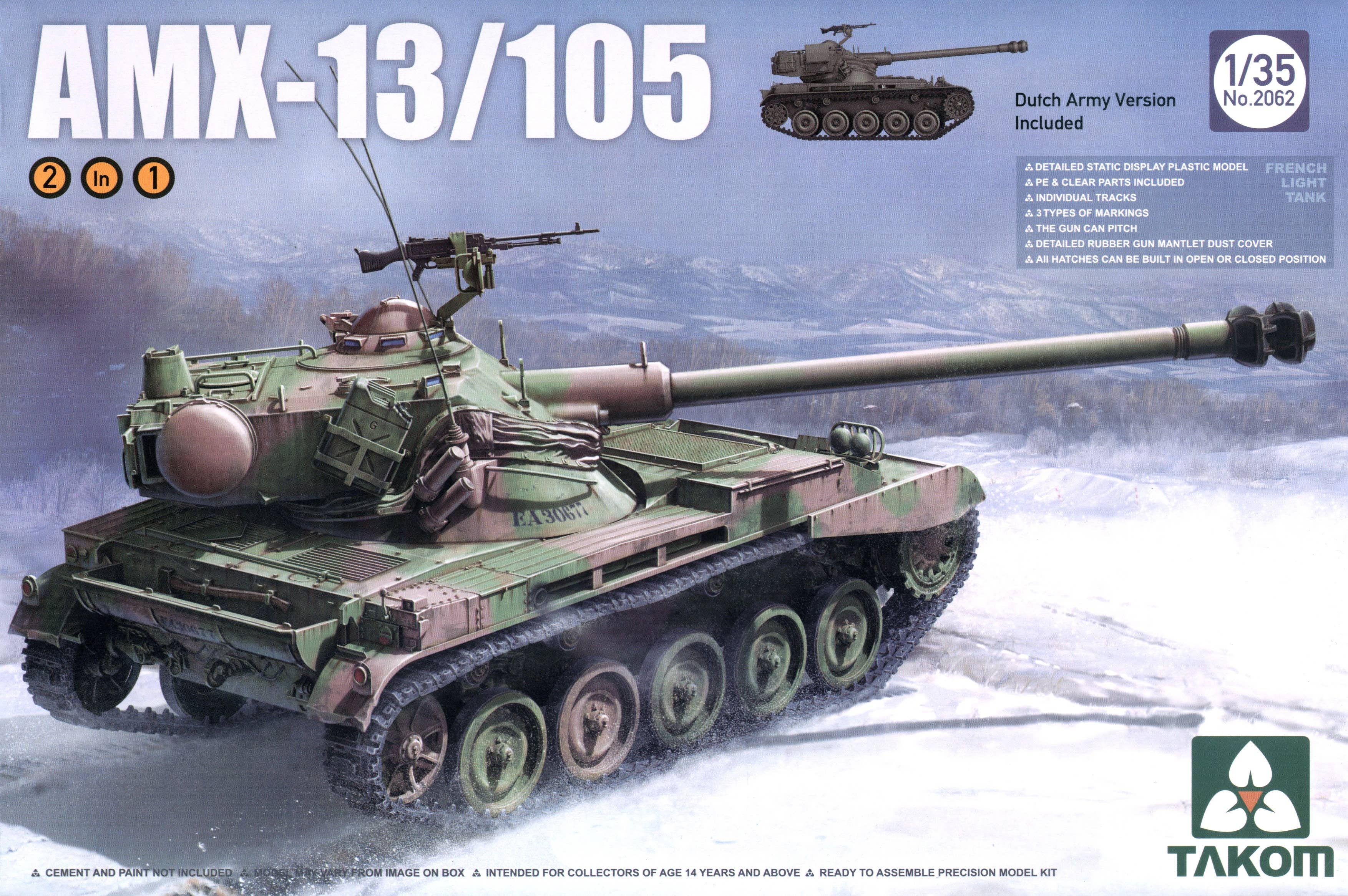 Takom 1/35 French Light Tank AMX-13/105 2 in 1 | 4897051420613
