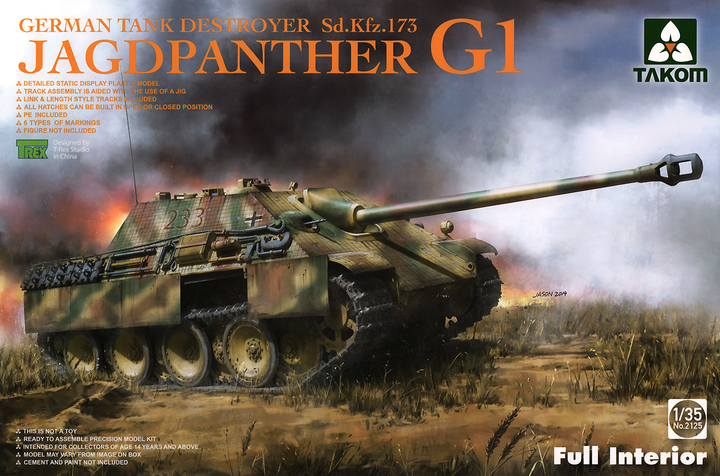 Takom 1/35 Jagdpanther G1 early production German Tank Destroyer Sd.Kfz.173 w/ Zimmerit / full interior kit | 4897051421498