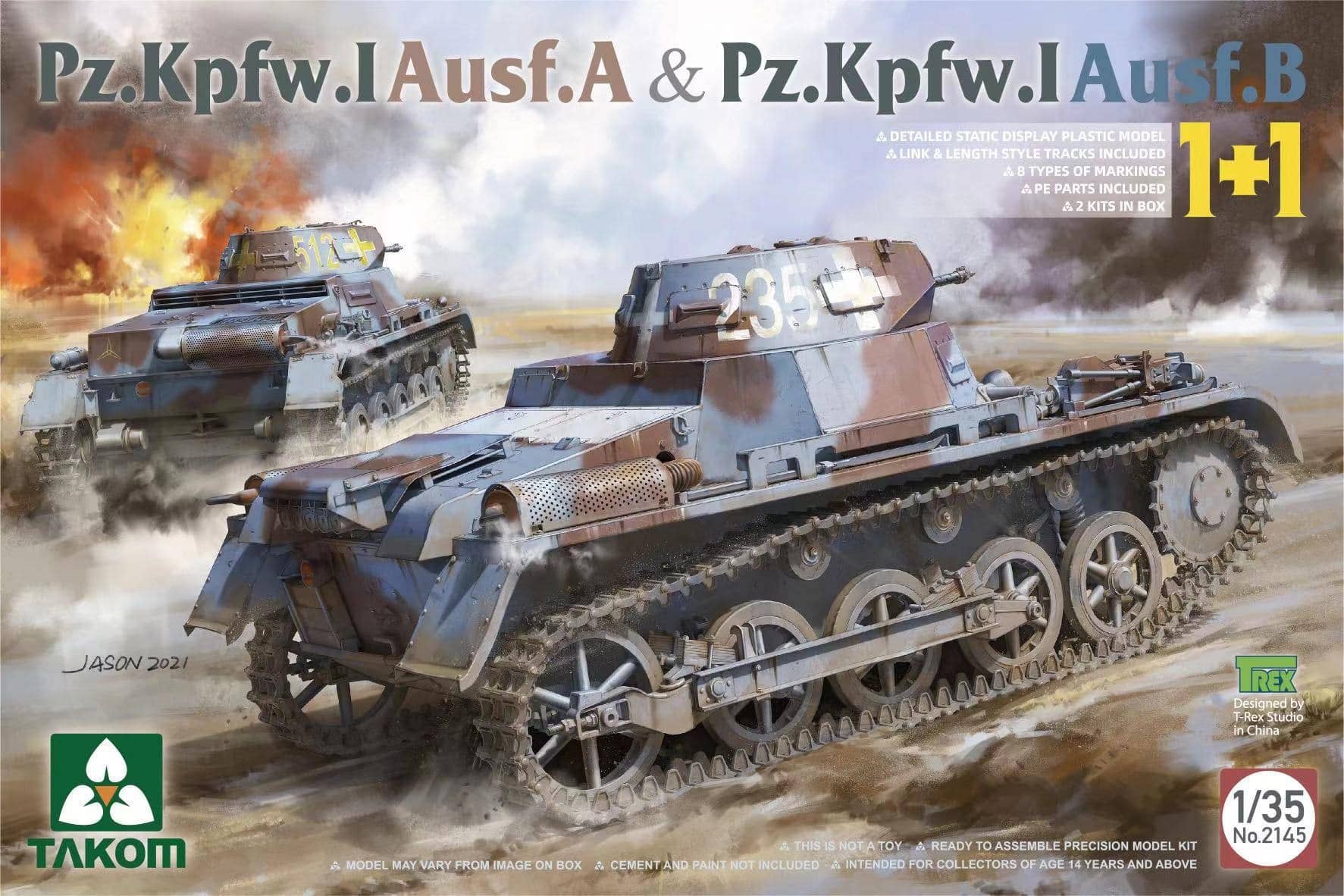 Takom 1/35 Pz.Kpfw.I Ausf.A & Pz.Kpfw.I Ausf. B (2 Kits in a box) | 4897051421870