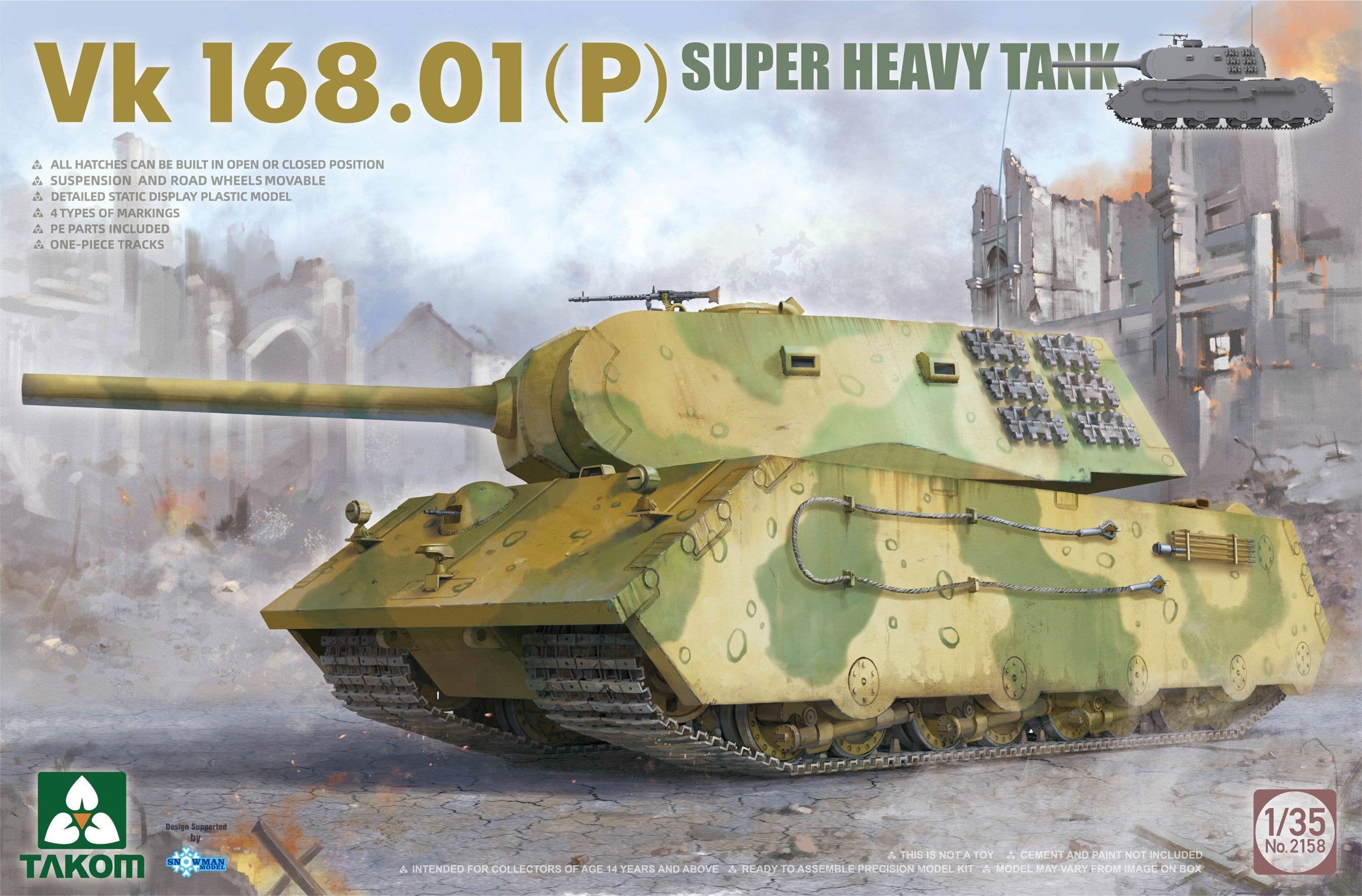 Takom 1/35 Vk 168.01(P) Super Heavy Tank | 4897051422389