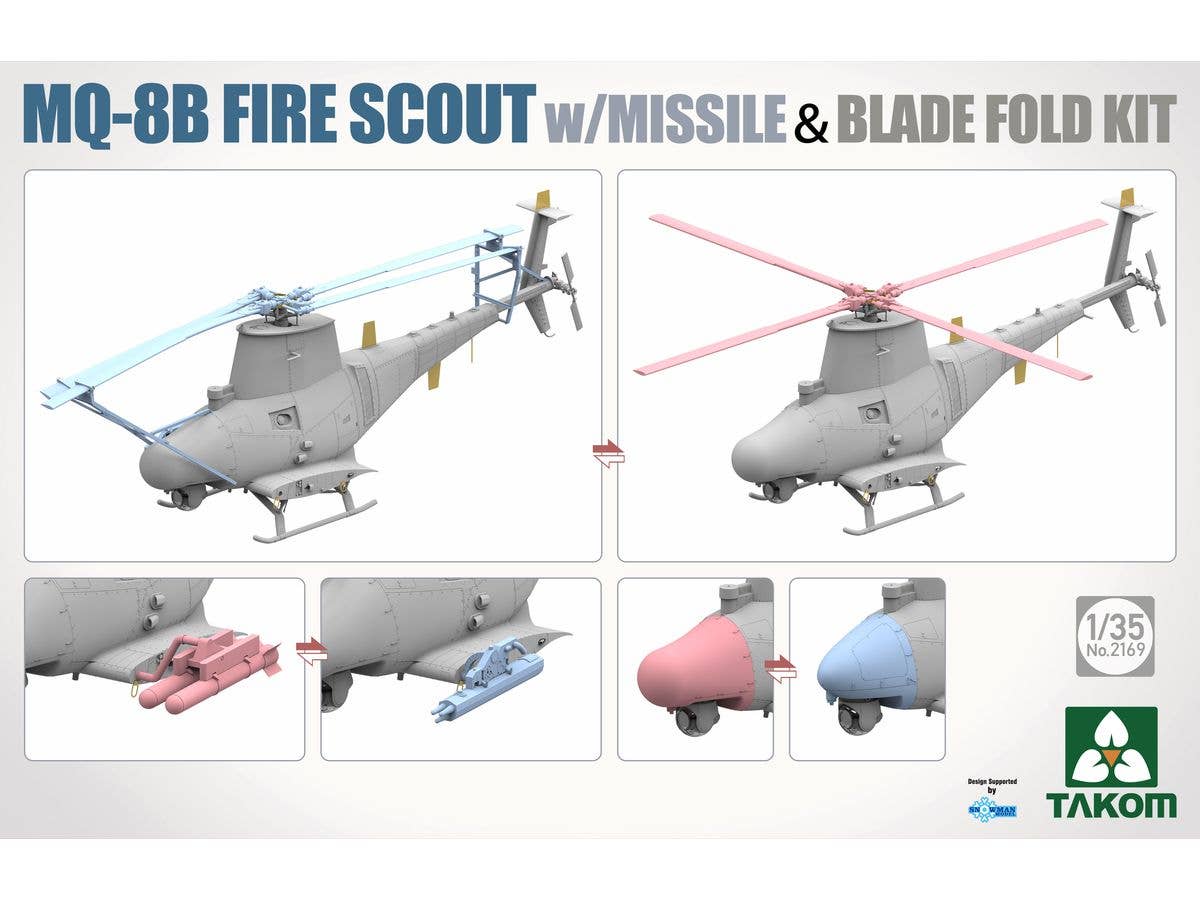 Takom 1/35 MQ-8B FIRE SCOUT w/MISSILE &BLADE FOLD KIT Helicopter | 4897051422594