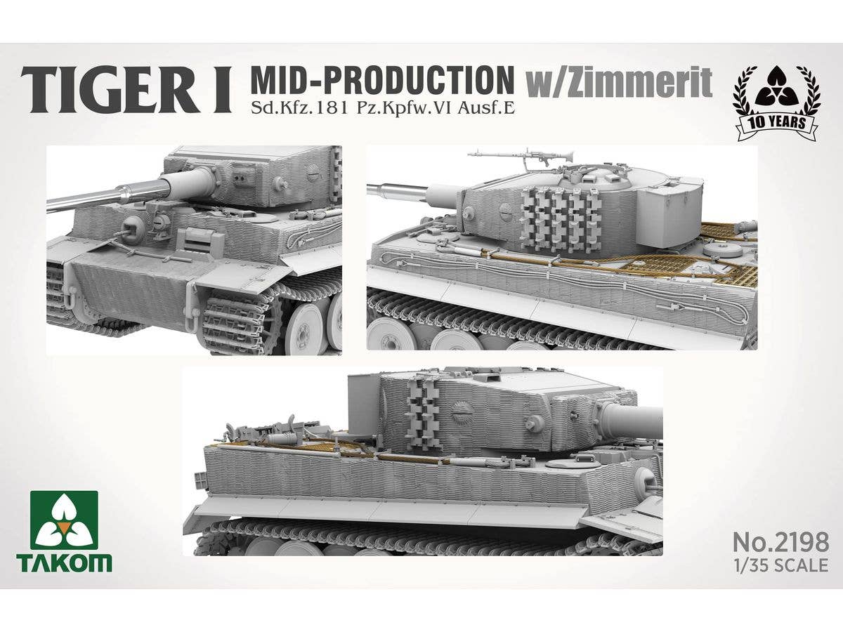 Takom 1/35 Tiger I Mid-Production w/Zimmerit Sd.Kfz.181 Pz.Kpfw.VI Ausf.E | 4897051422938