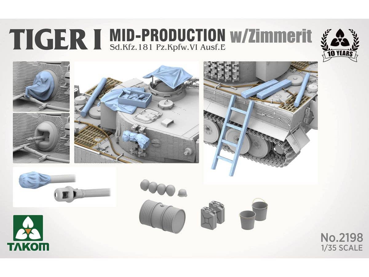 Takom 1/35 Tiger I Mid-Production w/Zimmerit Sd.Kfz.181 Pz.Kpfw.VI Ausf.E | 4897051422938