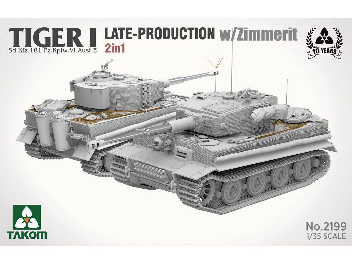 Takom 1/35 Tiger I Late-Production w/Zimmerit Sd.Kfz.181 Pz.Kpfw.VI Ausf.E (Late/Late Command) 2 in 1 | 4897051422945