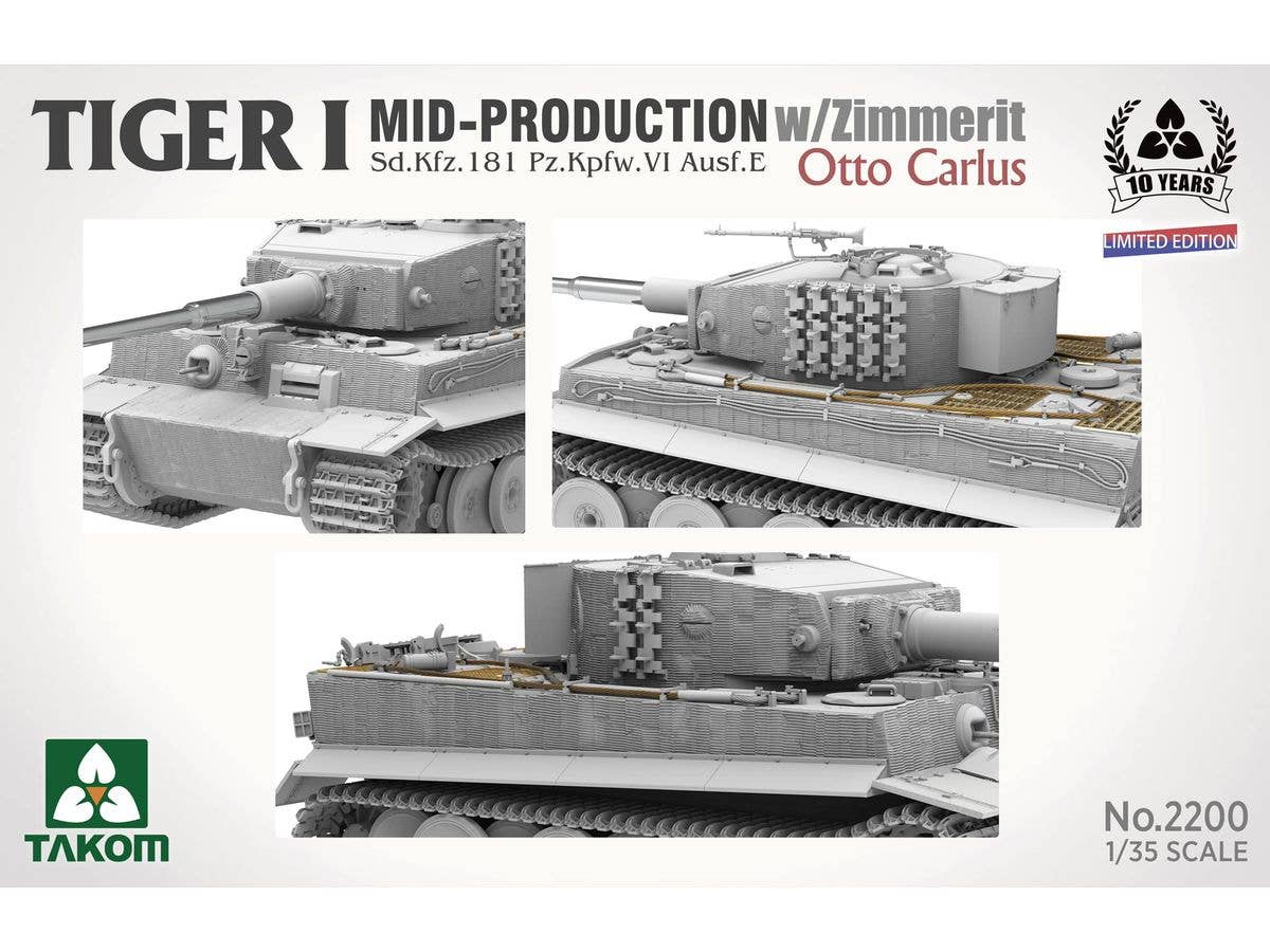 Takom 1/35 Tiger I Mid-Production w/Zimmerit Sd.Kfz.181 Pz.Kpfw.VI Ausf.E Otto Carius (Limited edition) | 4897051422952