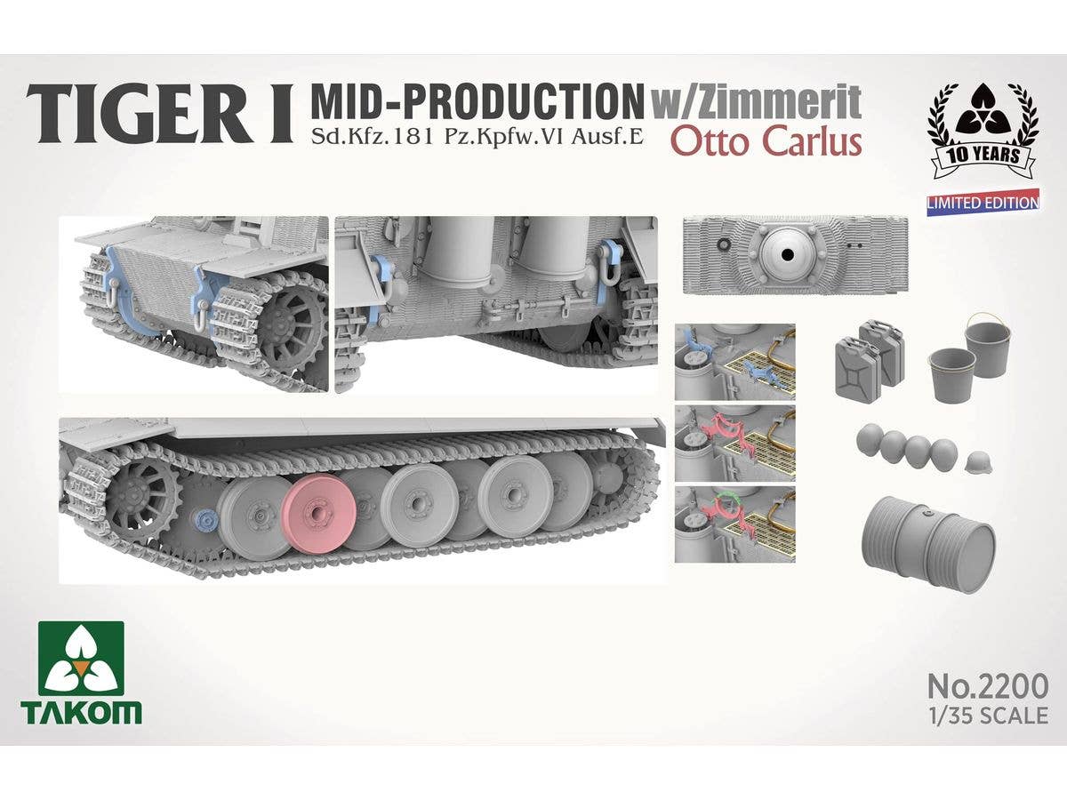Takom 1/35 Tiger I Mid-Production w/Zimmerit Sd.Kfz.181 Pz.Kpfw.VI Ausf.E Otto Carius (Limited edition) | 4897051422952