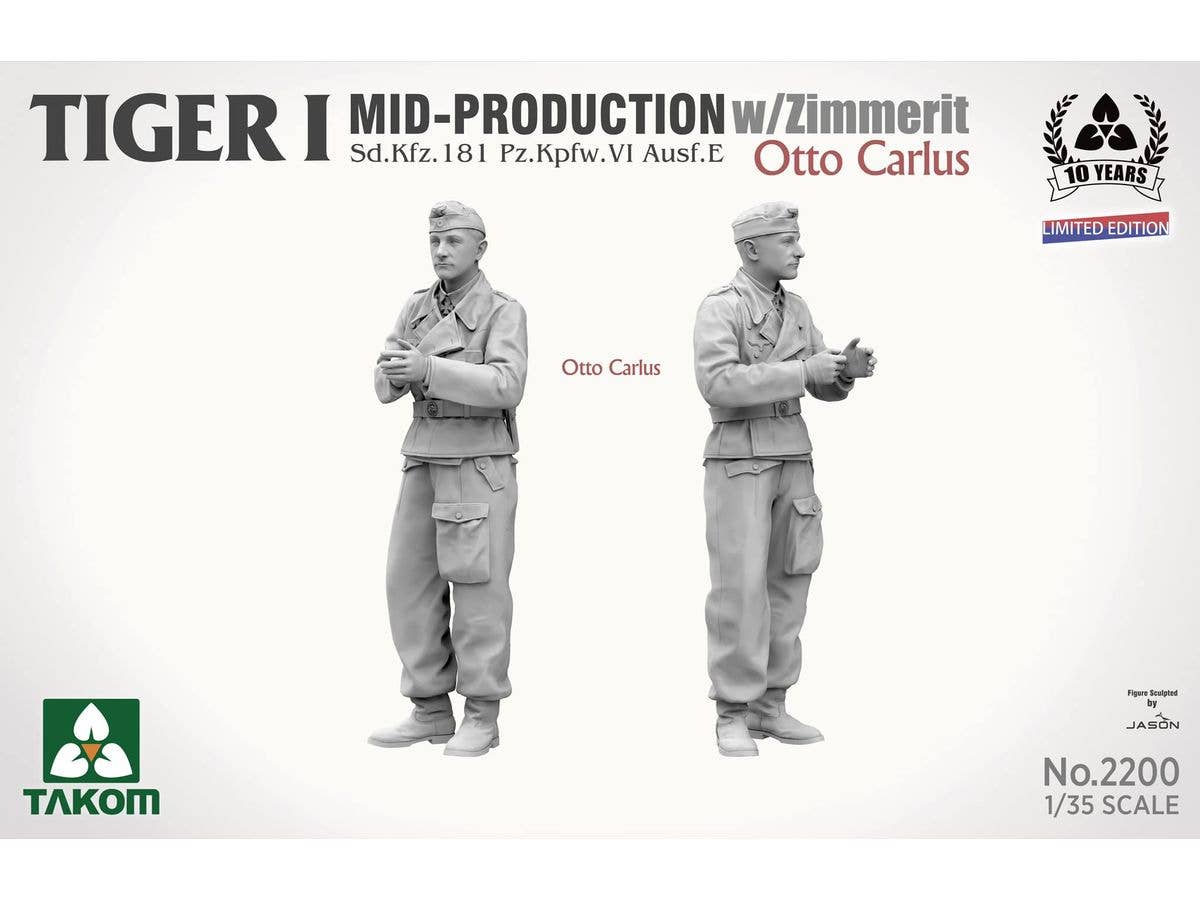 Takom 1/35 Tiger I Mid-Production w/Zimmerit Sd.Kfz.181 Pz.Kpfw.VI Ausf.E Otto Carius (Limited edition) | 4897051422952