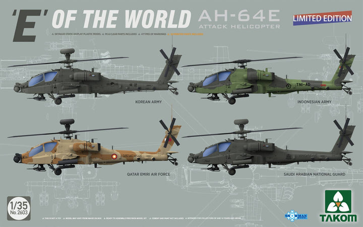 Takom 1/35 'E' Of The World AH-64E Attack Helicopter (Limited Edition) | 4897051422525