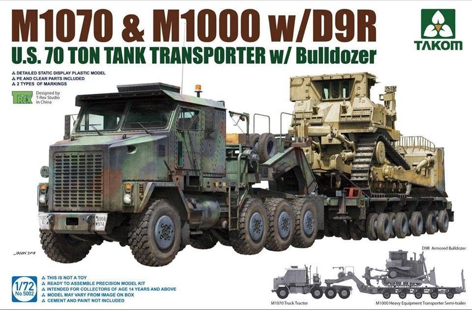 Takom 1/72 U.S.  M1070 & M1000 w/D9R  70 Ton Tank Transporter w/Bulldozer | 4897051421344