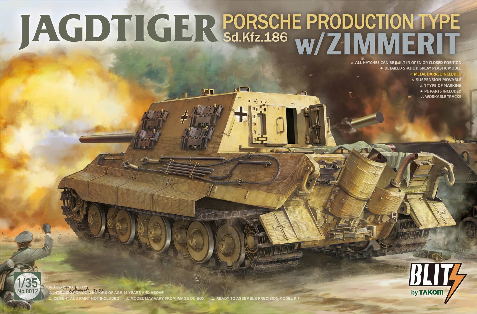 Takom 1/35 JAGDTIGER PORSCHE PRODUCTION TYPE Sd.Kfz.186 w/ZIMMERIT | 4897051422600