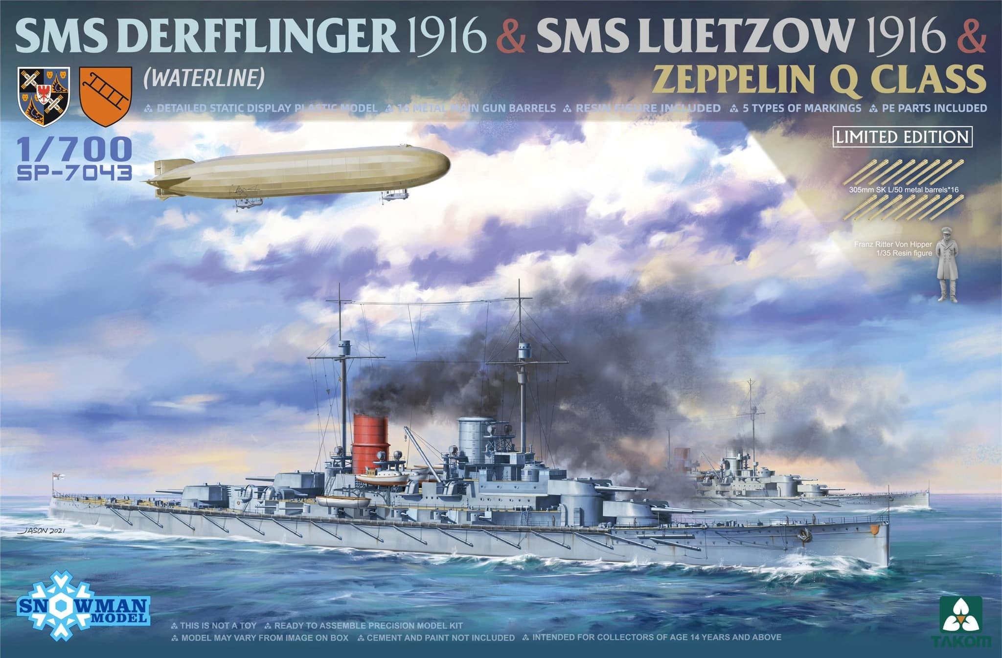 Takom 1/700 SMS Derfflinger 1916 & SMS Luetzow 1916 & Zeppelin Q Class (Limited Edition)