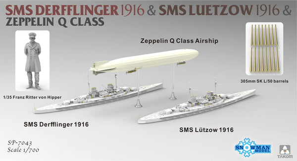 Takom 1/700 SMS Derfflinger 1916 & SMS Luetzow 1916 & Zeppelin Q Class (Limited Edition)
