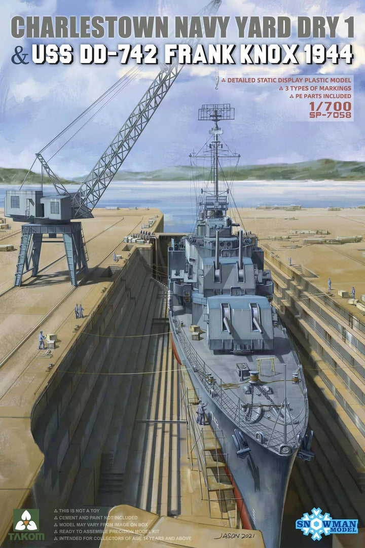 Takom 1/700 Charlestown Navy Yard Dry Dock 1 & USS Dd-742 Frank Knox 1944 | 4897051422099