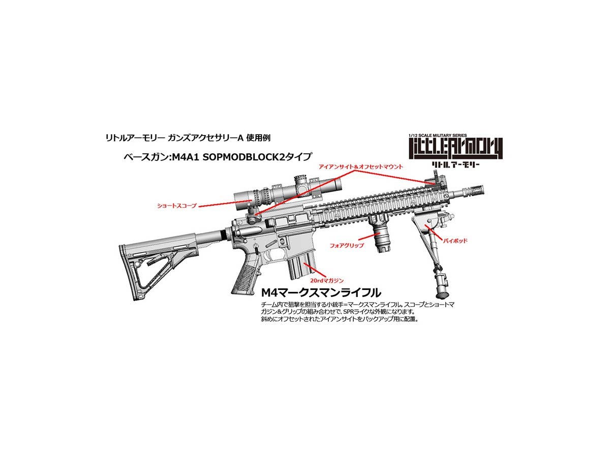 TomyTec Little Armory 1/12 LD022 Guns Accessory A2 | 4543736300359