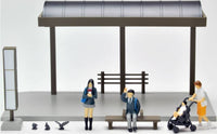 TomyTec Diocolle 64 1/64 #Car Snap 05a Bus Stop with 4 figures | 4543736312369