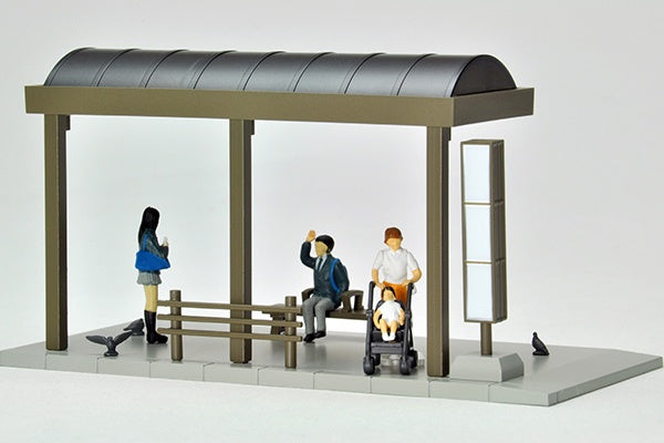 TomyTec Diocolle 64 1/64 #Car Snap 05a Bus Stop with 4 figures