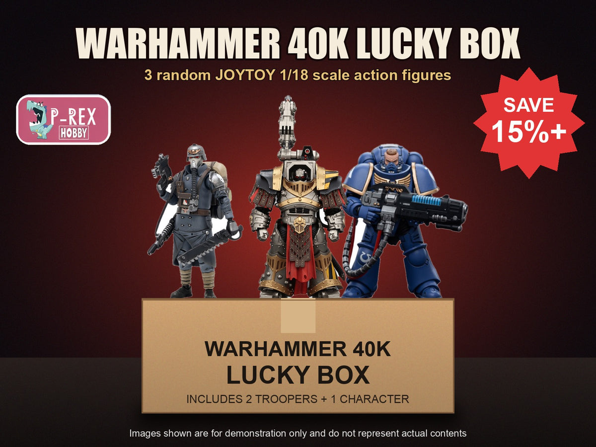 Warhammer 40K Lucky Box - three random JOYTOY 1/18 scale action figures, two Troopers and one Character