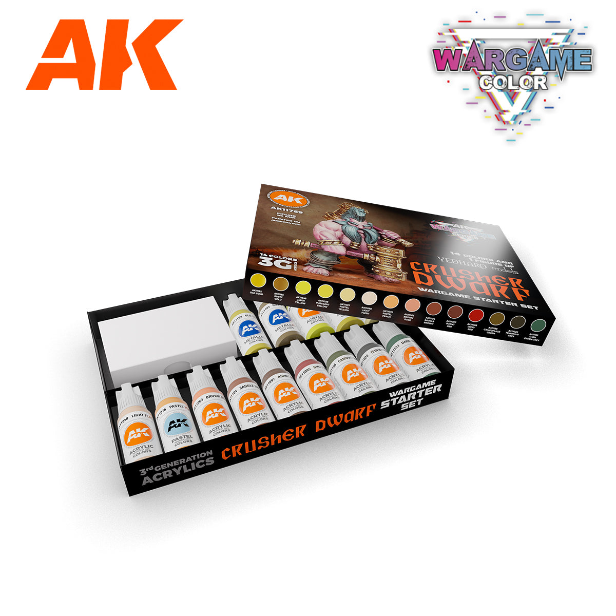 AK Interactive Wargame Starter Set - Crusher Dwarf (14 Colors & 1 Figure)