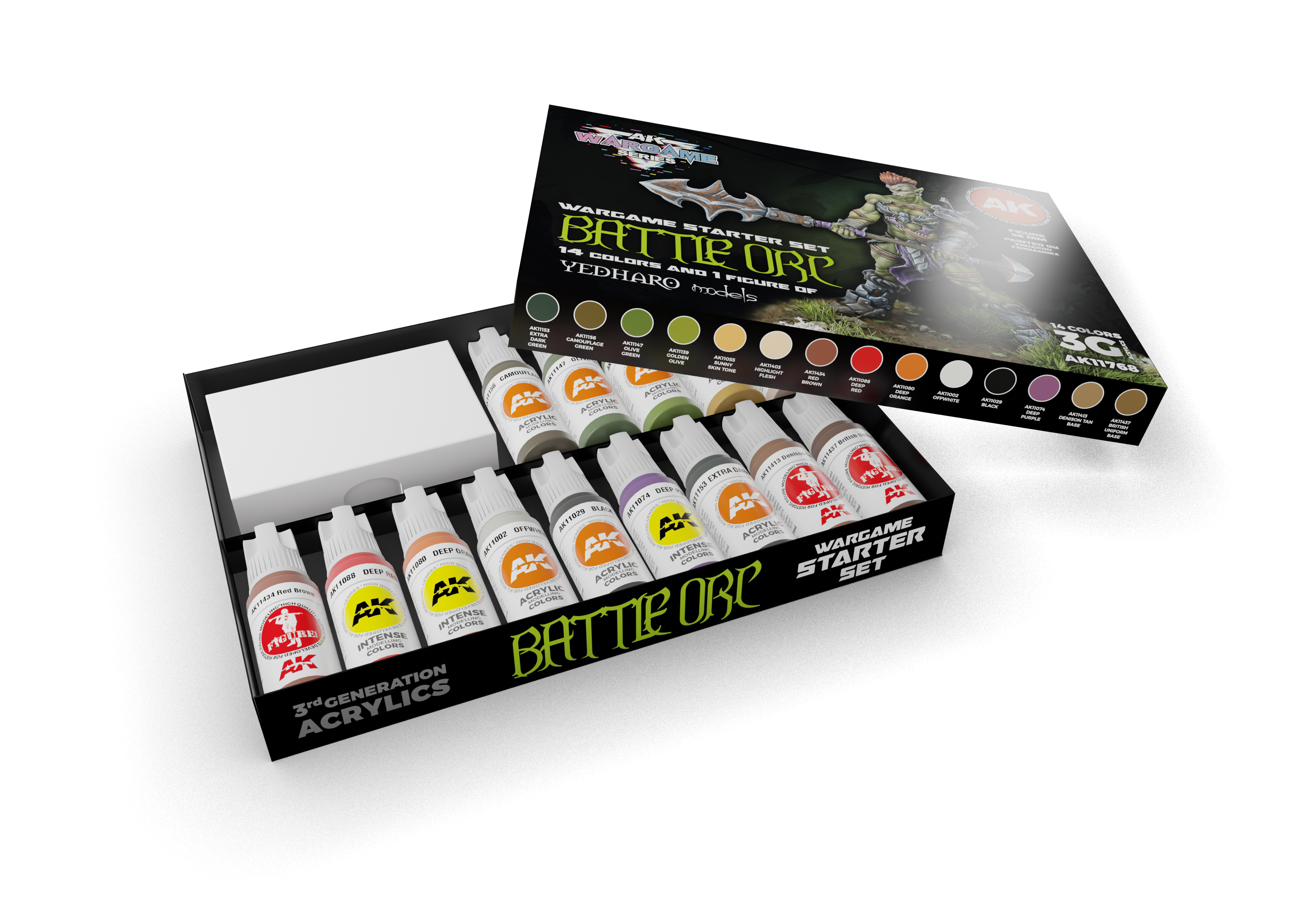 AK Interactive Wargame Starter Set - Battle Orc (14 Colors & 1 Figure) [Sale ends when item is out of stock]
