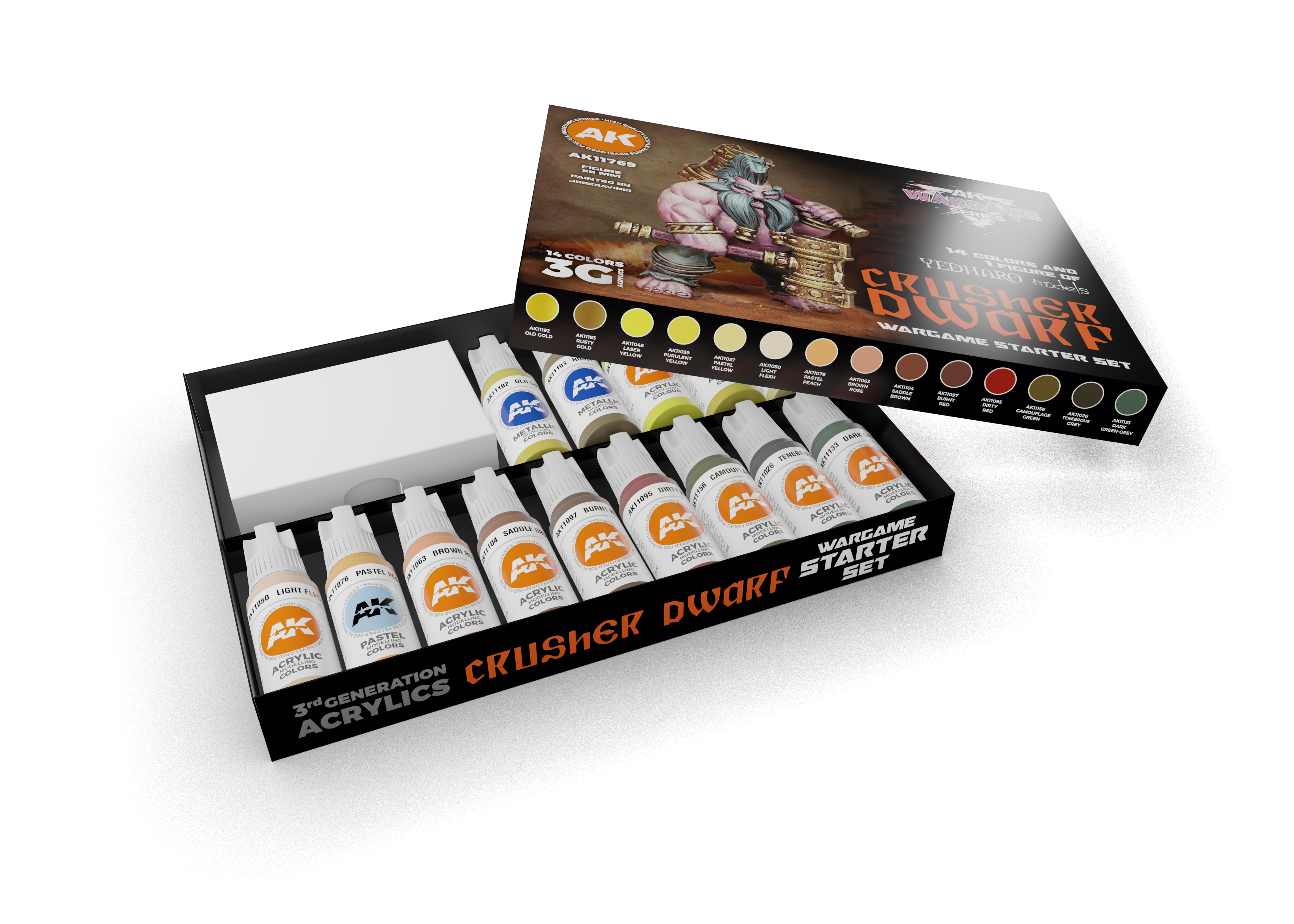 AK Interactive Wargame Starter Set - Crusher Dwarf (14 Colors & 1 Figure)