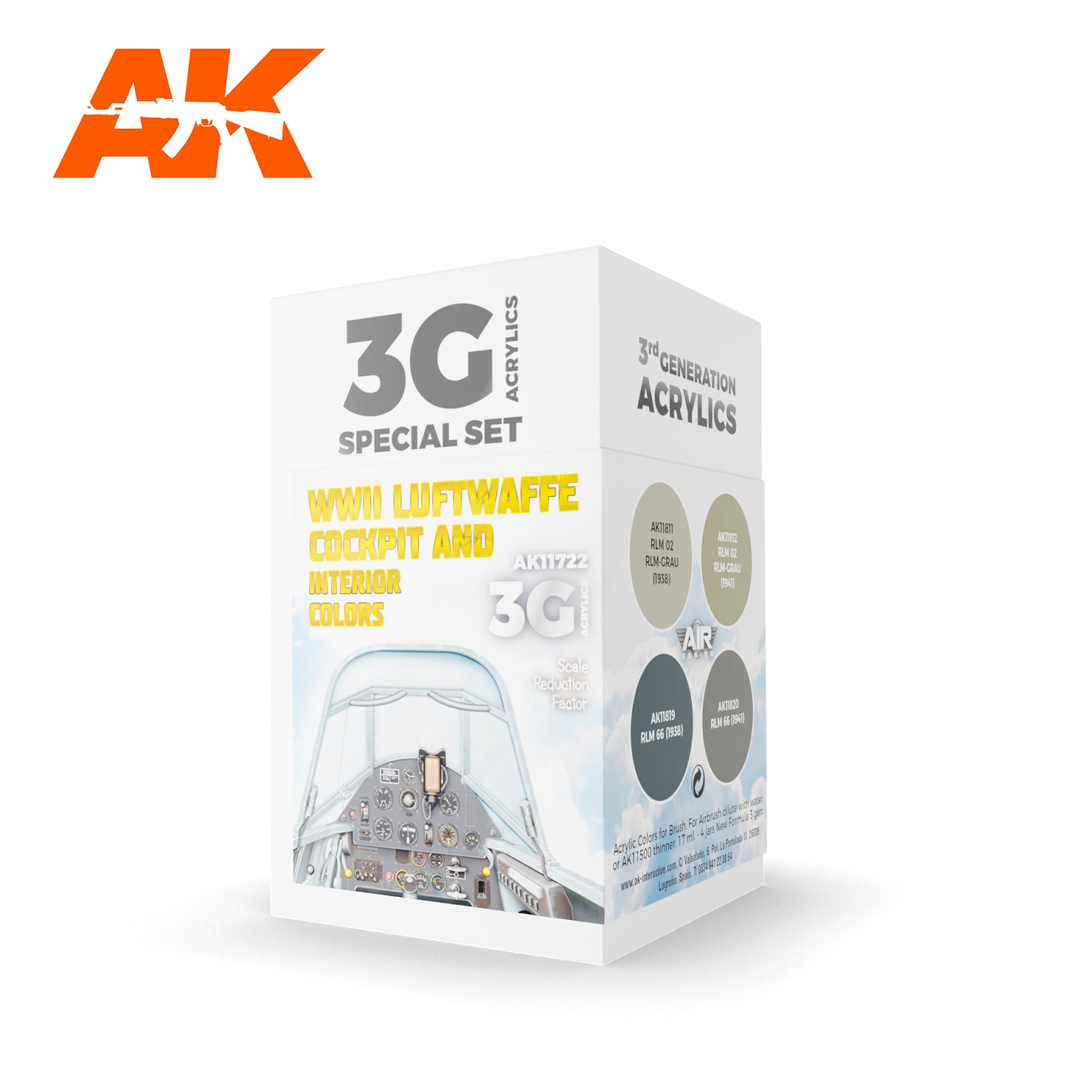 AK Interactive 3G Air - WWII Luftwaffe Cockpit & Interior Colors SET | 8435568314184