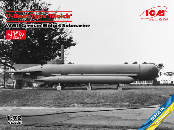 ICM 1/72 U-Boat Type 'Molch', WWII German Midget Submarine (100% new molds)