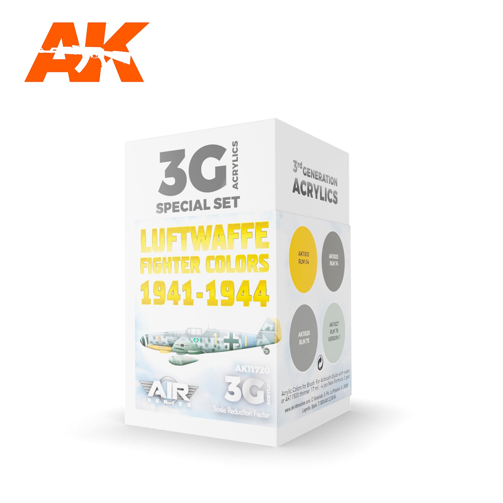 AK Interactive 3G Air - WWII Luftwaffe Fighter Colors 1941-1944 SET | 8435568313989