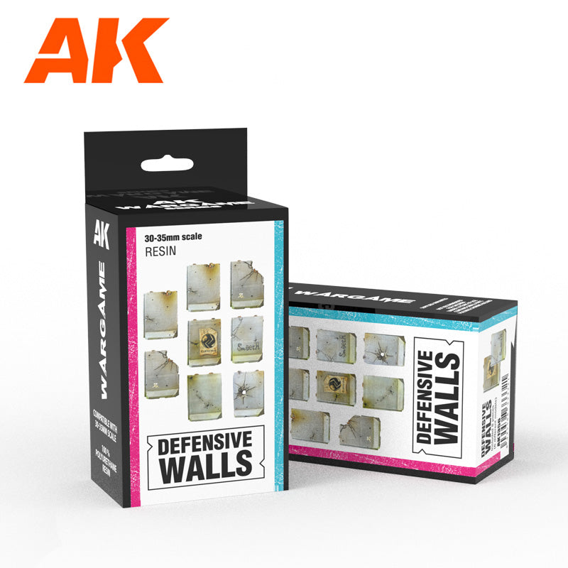AK Interactive Defensive Walls Wargame Set 100% Polyurethane Resin Compatible With 30-35MM Scale | 8435568333321