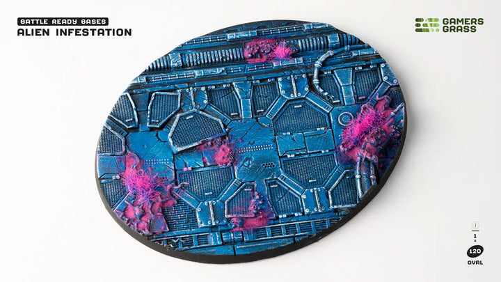 Gamers Grass Battle Ready Bases - Alien Infestation - Oval 120mm (x1) | 738956790415