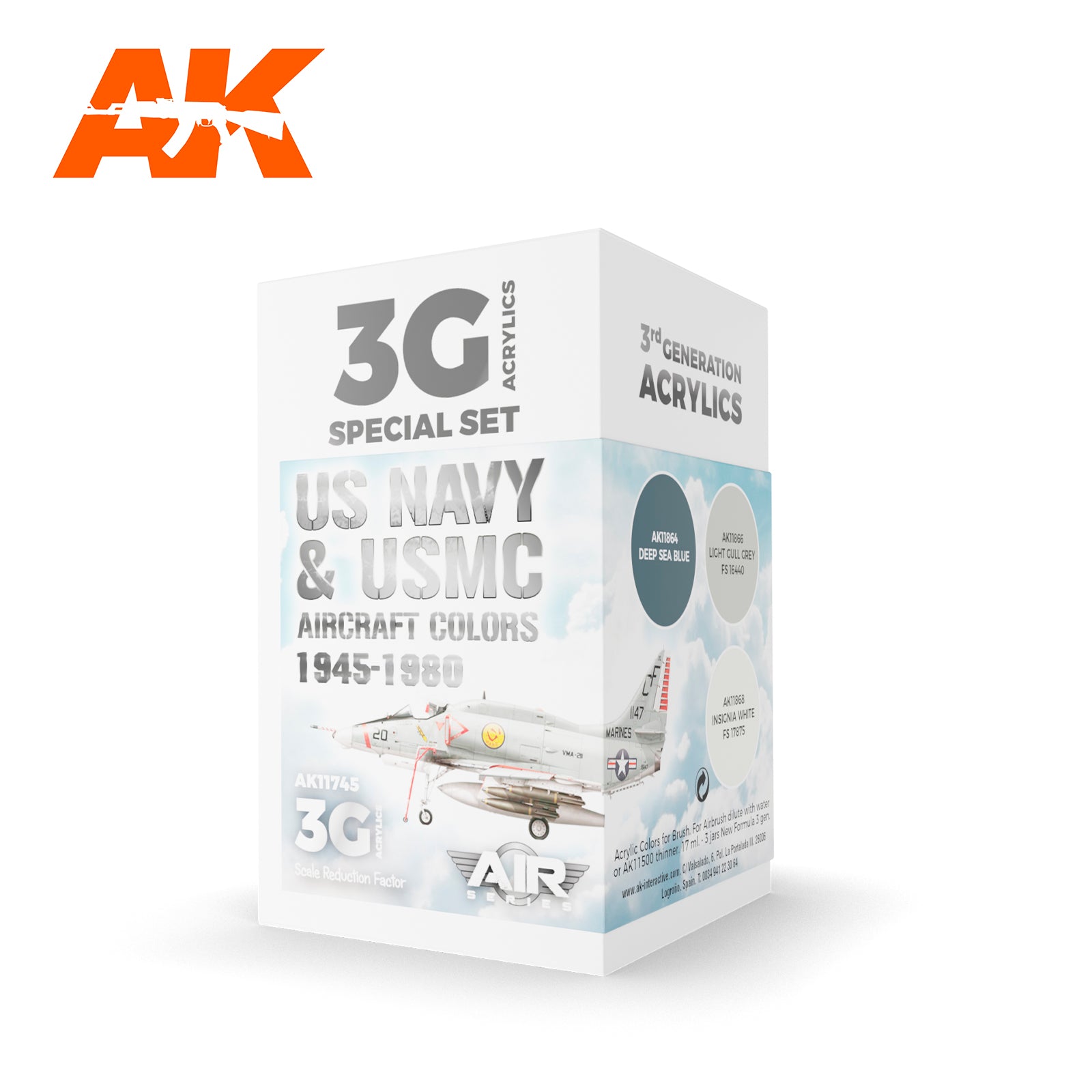 AK Interactive 3G Air - US Navy & USMC Aircraft Colors 1945-1980 SET | 8435568314535