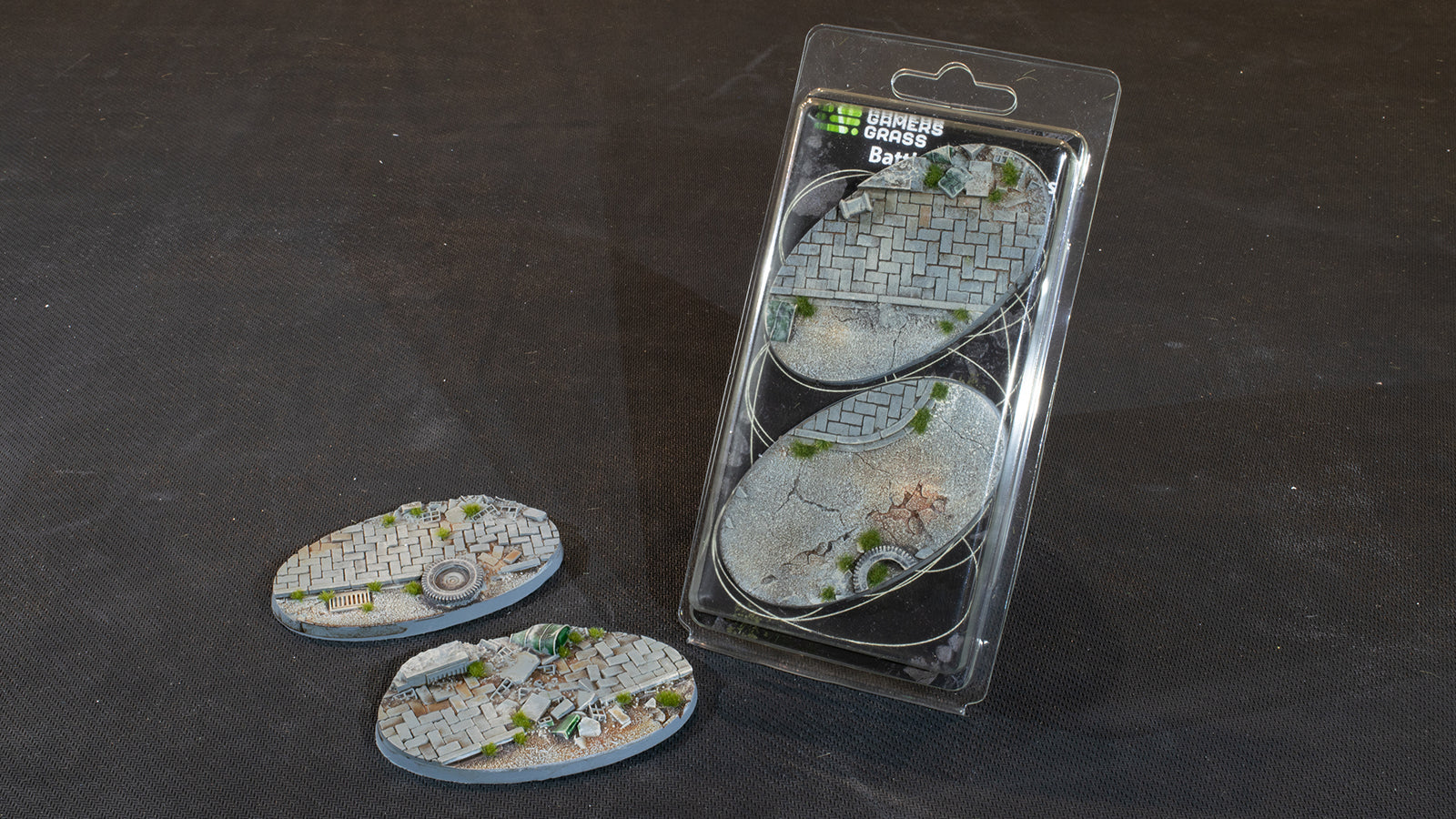 Gamers Grass Battle Ready Bases - Urban Warfare - Oval 90mm (x2) | 738956789426